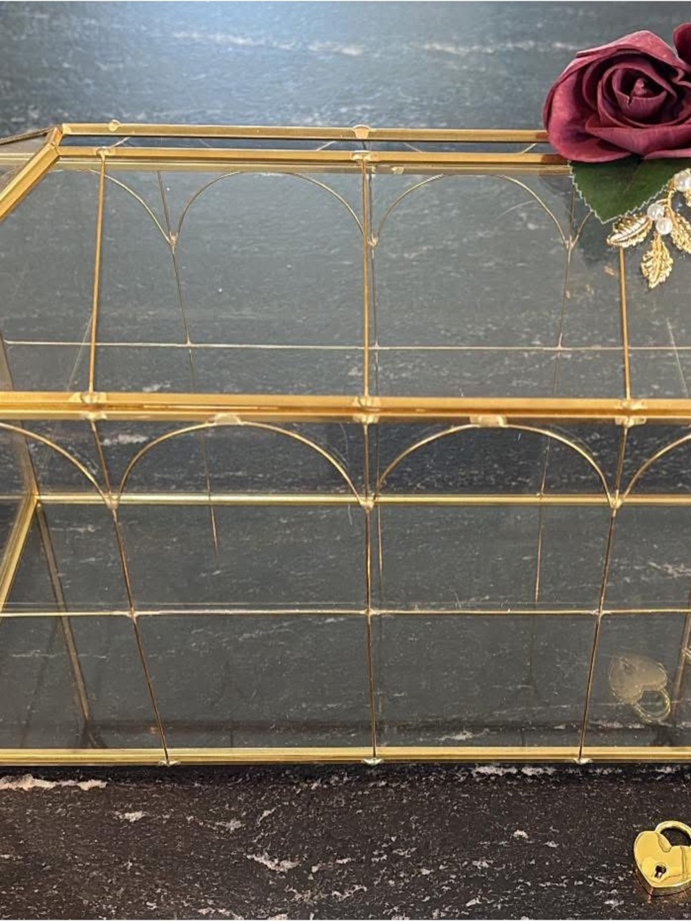 Gold & Glass wedding card Box with Arch Detailing